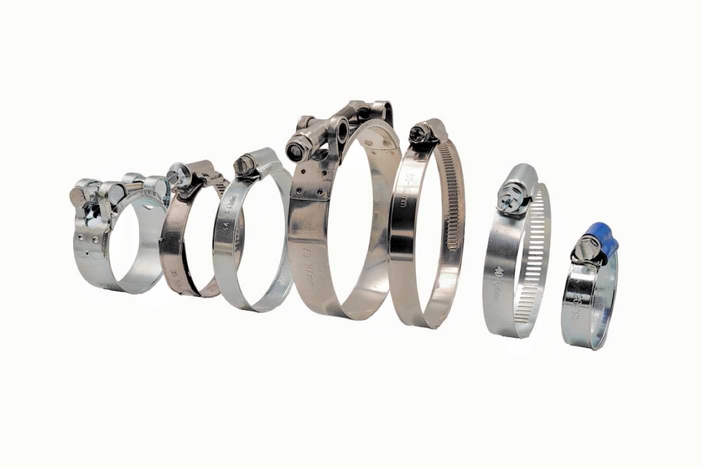 Range of Youde stainless steel hose clamps